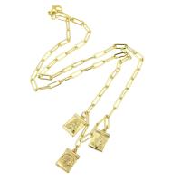Messing Halskette, goldfarben plattiert, Modeschmuck & für Frau, frei von Nickel, Blei & Kadmium, 9*14*1.5mm,3*9*0.5mm, Länge:ca. 17 ZollInch, verkauft von PC