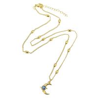 Evil Eye Jewelry Necklace, Brass, gold color plated, fashion jewelry & for woman & enamel, nickel, lead & cadmium free, 12*15.5*3mm,3*6*3mm,1mm, Length:Approx 19 Inch, Sold By PC