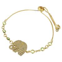 Cubic Zirconia Micro Pave Brass Bracelet, Elephant, gold color plated, fashion jewelry & micro pave cubic zirconia & for woman, nickel, lead & cadmium free, 22*17*3mm,10*5*2mm,1mm, Length:Approx 10 Inch, Sold By PC