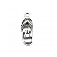Tibetan Style Shoes Pendants, Slipper, antique silver color plated, DIY, nickel, lead & cadmium free, 21x8mm, Hole:Approx 2mm, Approx 100PCs/Bag, Sold By Bag