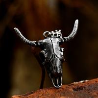 Stainless Steel Skull Pendants 304 Stainless Steel Horn polished vintage & DIY Sold By PC