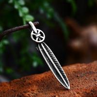 Stainless Steel Pendants 304 Stainless Steel Feather polished vintage & DIY Sold By PC