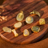 Natural Jade Pendants Brass with Hetian Jade DIY nickel lead & cadmium free Sold By PC
