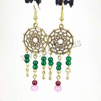 Fashion Fringe Earrings Zinc Alloy with Acrylic gold color plated fashion jewelry & Bohemian style & for woman nickel lead & cadmium free Sold By Pair