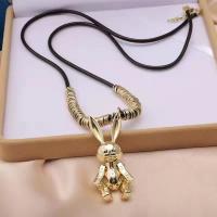 Tibetan Style Sweater Chain Necklace, with leather cord, with 1.97inch extender chain, Rabbit, plated, fashion jewelry & for woman, more colors for choice, nickel, lead & cadmium free, Length:Approx 28.35 Inch, Sold By PC