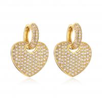 Cubic Zirconia Micro Pave Brass Earring plated fashion jewelry & micro pave cubic zirconia & for woman nickel lead & cadmium free 20*25.4mm Sold By Pair