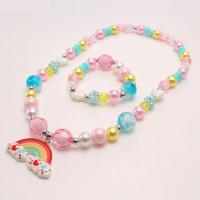Children Jewelry Set Acrylic with Resin & Zinc Alloy handmade Girl & fashion jewelry Length Approx 17.72 Inch Sold By Set