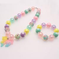Children Jewelry Set, Acrylic, with Resin, handmade, Girl & fashion jewelry & different styles for choice, 35*37mm,16mm, Length:Approx 16.53 Inch, Sold By Set