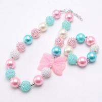 Children Jewelry Set, Acrylic, with Plastic Pearl & Tibetan Style, with 2.36inch extender chain, handmade, Girl & fashion jewelry & different styles for choice, 20mm,54*42mm,20mm, Length:Approx 17.72 Inch, Sold By Set