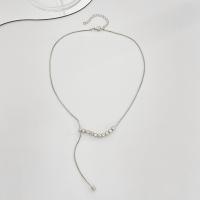 Zinc Alloy Jewelry Necklace with 1.97inch extender chain silver color plated fashion jewelry & for woman & with rhinestone nickel lead & cadmium free Length Approx 15.94 Inch Sold By PC