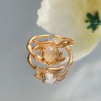Brass Finger Ring, with Moonstone, gold color plated, fashion jewelry & for woman, nickel, lead & cadmium free, Length:Approx 0.67 Inch, Sold By PC