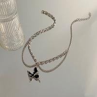 Tibetan Style Jewelry Necklace, with 1.96inch extender chain, Butterfly, silver color plated, fashion jewelry & for woman, nickel, lead & cadmium free, Length:Approx 15.75 Inch, Sold By PC