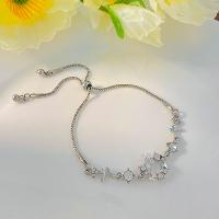 Tibetan Style Bracelet, silver color plated, fashion jewelry & micro pave cubic zirconia & for woman, nickel, lead & cadmium free, Length:Approx 24 cm, Sold By PC