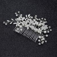 Dekoratives Haarkämmchen, Zinklegierung, mit Kunststoff Perlen, Modeschmuck & für Frau & mit Strass, Silberfarbe, frei von Nickel, Blei & Kadmium, 150x70mm, verkauft von PC