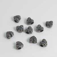 حبات الفولاذ المقاوم للصدأ, 304 الفولاذ المقاوم للصدأ, قلب, مجوهرات الموضة & ديي, 10x11mm, حفرة:تقريبا 4mm, تباع بواسطة PC