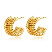 Brass Stud Earring, 18K gold plated, fashion jewelry & for woman, golden, nickel, lead & cadmium free, 18x11mm, Sold By Pair