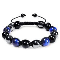 Black Agate Bracelets, Tiger Eye, with Knot Cord & Black Stone & Black Agate, Adjustable & fashion jewelry & Unisex, 10mm, Length:Approx 7.5-11.8 Inch, Sold By PC