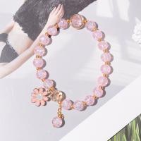 Crystal Bracelets with Zinc Alloy Daisy gold color plated fashion jewelry & for woman & enamel Length Approx 6 Inch Sold By PC