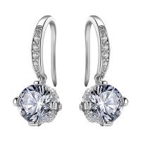 Brass Drop Earring Geometrical Pattern platinum plated for woman & with rhinestone Sold By Pair