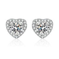 Brass Stud Earring platinum plated for woman & with rhinestone 5-6mm Sold By Pair