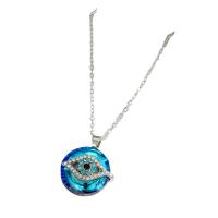 Evil Eye Schmuck Halskette, Zinklegierung, mit Kristall, mit Verlängerungskettchen von 2inch, blöser Blick, plattiert, für Frau & mit Strass, keine, Bohrung:ca. 5.5mm, Länge ca. 19.7 ZollInch, verkauft von PC