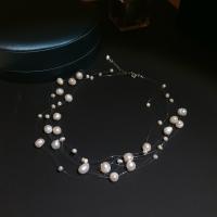 Freshwater Pearl Mässing Chain Necklace, med Freshwater Pearl, med 2.76inch extender kedja, mode smycken & för kvinna, nickel, bly och kadmium gratis, Längd Ca 17.32 inch, Säljs av PC