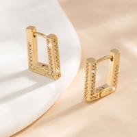 Brass Leverback Earring, Square, gold color plated, fashion jewelry & micro pave cubic zirconia & for woman, nickel, lead & cadmium free, 14x11mm, Sold By Pair