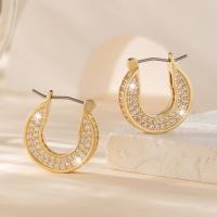Brass Leverback Earring, gold color plated, fashion jewelry & micro pave cubic zirconia & for woman, nickel, lead & cadmium free, 20x19mm, Sold By Pair