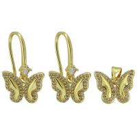 Jewelry Sets, Brass, Butterfly, gold color plated, 2 pieces & fashion jewelry & different styles for choice & micro pave cubic zirconia & for woman, two different colored, Sold By PC