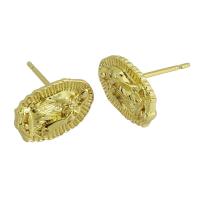 Brass Stud Earring, Crown, gold color plated, fashion jewelry & for woman, golden, 8x12x14mm, Sold By Pair