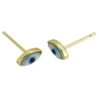 Evil Eye Earrings Brass gold color plated fashion jewelry & for woman & enamel two different colored Sold By Pair
