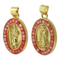 Brass Jewelry Pendants, with Shell, gold color plated, fashion jewelry & different styles for choice & for woman & enamel, two different colored, 14x23x3mm, Hole:Approx 3.5mm, Sold By PC