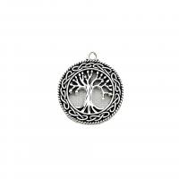 Tibetan Style Hollow Pendants, Tree, antique silver color plated, vintage & DIY, nickel, lead & cadmium free, 26x22mm, Approx 100PCs/Bag, Sold By Bag