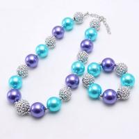 Children Jewelry Set Acrylic with Plastic Pearl & Zinc Alloy with 2.36inch extender chain handmade Girl & fashion jewelry 18mm 20mm Length Approx 17.71 Inch Sold By Set