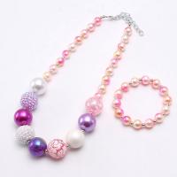 Children Jewelry Set Acrylic with Plastic Pearl & Zinc Alloy with 2.36inch extender chain handmade Girl & fashion jewelry 20mm 8mm 8mm Length Approx 17.71 Inch Sold By Set