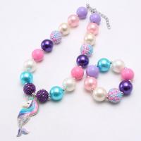Children Jewelry Set, Acrylic, with Plastic Pearl & Tibetan Style, with 2.36inch extender chain, handmade, Girl & fashion jewelry & different styles for choice, 62*25mm,20mm,20mm, Length:Approx 16.92 Inch, Sold By Set
