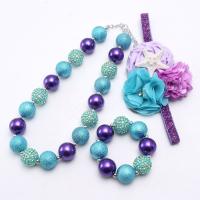 Children Jewelry Set, Acrylic, with Plastic Pearl & Tibetan Style, with 2.36inch extender chain, handmade, Girl & fashion jewelry & different styles for choice, 18mm,20mm, Length:Approx 17.71 Inch, Sold By Set