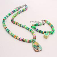 Children Jewelry Set, Polymer Clay, with Resin & Tibetan Style, with 1.96inch extender chain, handmade, Girl & fashion jewelry & different styles for choice, 33*19mm,15*16mm,6mm, Length:Approx 17.71 Inch, Approx 6.69 Inch, Sold By Set