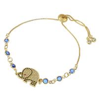 Brass Bracelet & Bangle, Elephant, gold color plated, fashion jewelry & micro pave cubic zirconia & for woman, nickel, lead & cadmium free, 20.5*13*2mm,10*4.5*2mm,1mm, Length:Approx 10 Inch, Sold By PC