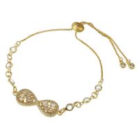 Brass Bracelet & Bangle, gold color plated, fashion jewelry & micro pave cubic zirconia & for woman, nickel, lead & cadmium free, 32*10*3.5mm,10*5*2mm,1mm, Length:Approx 10 Inch, Sold By PC