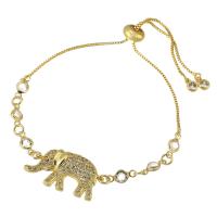 Brass Bracelet & Bangle Elephant gold color plated fashion jewelry & micro pave cubic zirconia & for woman nickel lead & cadmium free 26*15*3mm 10*5*2mm 1mm Length Approx 10 Inch Sold By PC