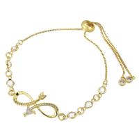 Brass Bracelet & Bangle, gold color plated, fashion jewelry & micro pave cubic zirconia & for woman, nickel, lead & cadmium free, 30*16*5mm10*5*2mm,1mm, Length:Approx 10 Inch, Sold By PC