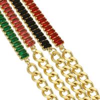 Bracelets en laiton, Placage de couleur d'or, bijoux de mode & pavé de micro zircon & pour femme, plus de couleurs à choisir, protéger l'environnement, sans nickel, plomb et cadmium, 6mm,8*6*3mm, Longueur:Environ 9 pouce, Vendu par PC
