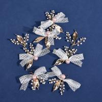 Zinc Alloy Jewelry Sets hair clip & earring with Lace & Plastic Pearl 5 pieces & fashion jewelry & for woman pink nickel lead & cadmium free Sold By Set