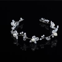 Headband Zinc Alloy with Crystal & Plastic Pearl fashion jewelry & for woman white nickel lead & cadmium free 350mm Sold By PC