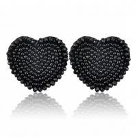 Zinc Alloy Stud Earring with Seedbead & Crystal Heart plated fashion jewelry & for woman Sold By Pair