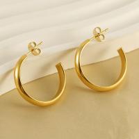 Boucle d'oreille Acier Titane, Plaqué or 18K, bijoux de mode & pour femme, doré, 23mm, Vendu par paire