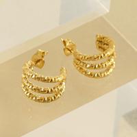 Titanium Steel  Earring, 18K gold plated, fashion jewelry & for woman, golden, 14x11mm, Sold By Pair