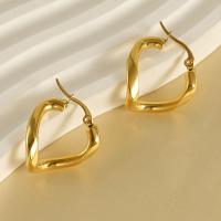 Titanium Steel  Earring, 18K gold plated, fashion jewelry & for woman, golden, 30x23mm, Sold By Pair