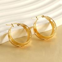 Titanium Steel  Earring, 18K gold plated, fashion jewelry & for woman, golden, 26mm, Sold By Pair